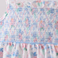 Blue Floral Smocked Bloomer Set