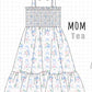 Blue Floral Smocked Mom Dress