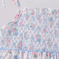 Blue Floral Smocked Ruffle Shorts Set