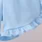 Blue Floral Smocked Ruffle Shorts Set
