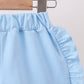 Blue Floral Smocked Ruffle Shorts Set