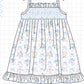 Blue Floral Smocked Ruffle Dress
