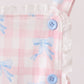 Pink Gingham Bow Print Lace Bubble