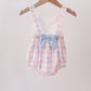 Pink Gingham Bow Print Lace Bubble