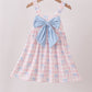 Pink Gingham Bow Print Dress