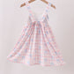 Pink Gingham Bow Print Dress
