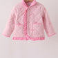 Pink corduroy bow embroidery ruffle jacket