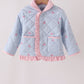 Blue corduroy bow embroidery ruffle jacket