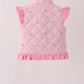 Pink corduroy bow embroidery ruffle vest