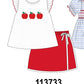 Red Apple Embroidered Skorts Set