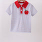 Blue Apple Embroidered Plaid Shorts Set