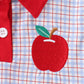 Blue Apple Embroidered Plaid Shorts Set