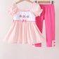 Pink Castle Embroidery Jacquard Pants Set