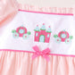 Pink Castle Embroidery Jacquard Ruffle Dress