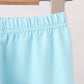 Blue floral smocked ruffle pants set