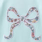 Blue Floral Bow Applique Pants Set