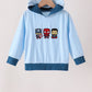 Blue character embroidery hoodie