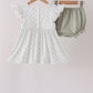 Sage pumpkin embroidery bow ruffle bloomer set