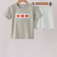 Sage pumpkin embroidery shorts set