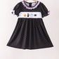 Black ghost spider embroidery ruffle dress