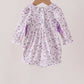 Purple floral smocked bow bubble