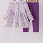 Purple floral smocked pants set
