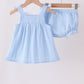 Blue Floral Smocked Lace Bloomer Set