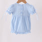 Blue Floral Smocked Lace Bubble
