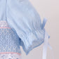 Blue Floral Smocked Lace Ruffle Dress
