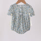 Sage Floral Blessed Smocked Ruffle Bubble