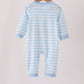 Blue Football Embroidery Stripe Romper