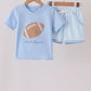 Blue Football Applique Shorts Set
