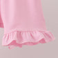 Pink Football Applique Ruffle Shorts Set
