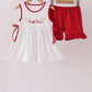 Red Alabama Roll Tide Embroidery Ruffle Shorts Set