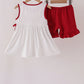 Red Alabama Roll Tide Embroidery Ruffle Shorts Set