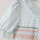 Sage pumpkin smocked gingham dress