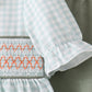 Sage pumpkin smocked gingham ruffle shorts set