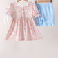 Pink Pumpkin Floral Embroidery Shorts Set