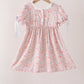 Pink Pumpkin Floral Embroidery Dress