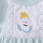 Light blue character embroidery ruffle dress