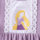 Purple character embroidery ruffle dress