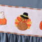 Blue turkey pumpkin embroidery gingham ruffle pants set