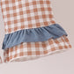 Blue turkey pumpkin embroidery gingham ruffle pants set