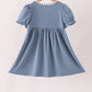 Blue turkey pumpkin embroidery dress