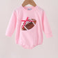 Pink football bow sequin bubble