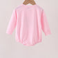 Pink football bow sequin bubble