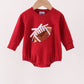 Maroon football bow sequin bubble