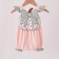 Pink pumpkin bow applique ruffle bubble