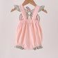 Pink pumpkin bow applique ruffle bubble