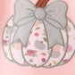 Pink pumpkin bow applique ruffle pants set